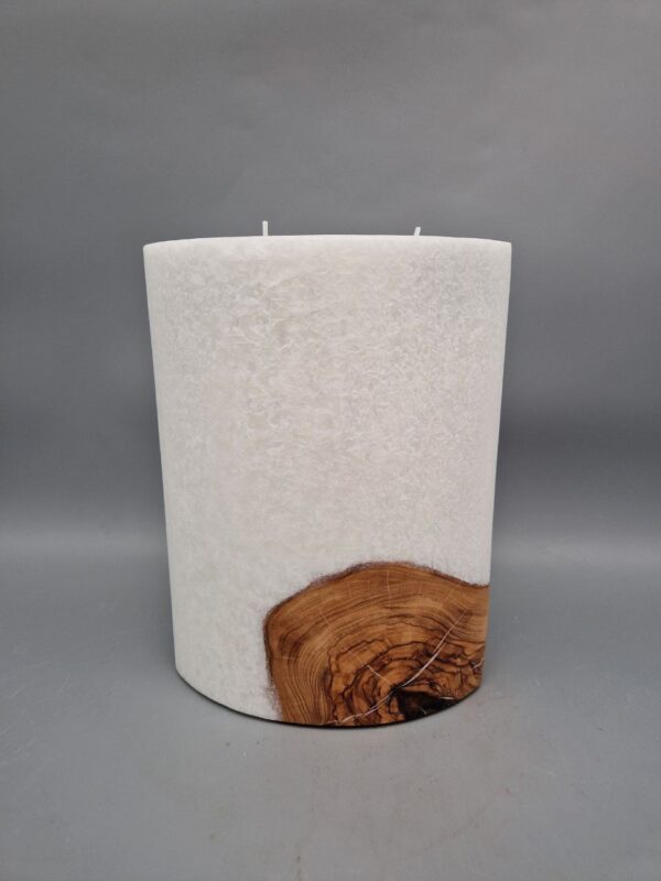EXQUISITE ovale Kerze mit ECHTHOLZSTÜCK und 2 Dochte, aus Stearin mit Kristall-Optik,  21 x 15 x 8 cm, unsere exquisiteste Kerze! – Bild 2