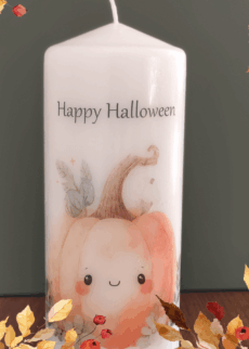 Herbstkerze 20 x 8 Kürbis Happy Halloween
