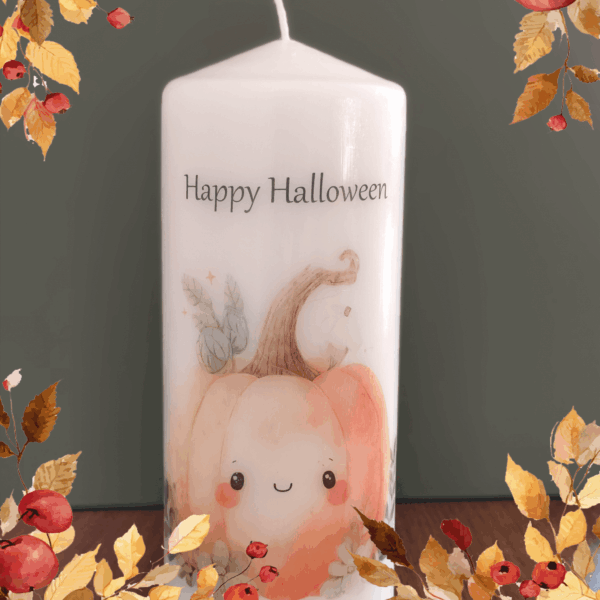 Herbstkerze 20 x 8 Kürbis Happy Halloween