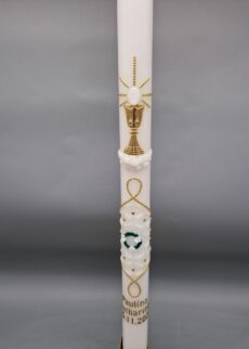 SELTENHEIT: Taufkerze, Kommunion- Konfirmationskerze "Besondere Kerzentechnik", 50 x 3 cm, (besonders lange Taufkerze), Wachsmotiv, personalisiert