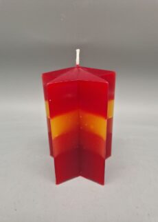 Nachhaltige Sternkerze "Farbenzauber", 10 x 7,5 cm, 4-färbig in gedeckten, warmen Farben, Recycling-Wachs