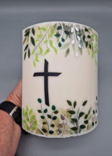 NACHHALTIGE Trauerkerze Oval mit 2 Teelichtern "Alles außer gewöhnlich", Kombination aus Druck und Wachs, personalisiert - UNIKAT