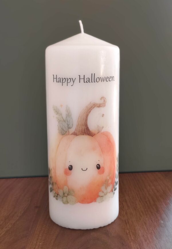 Herbstkerze 20 x 8 Kürbis Happy Halloween