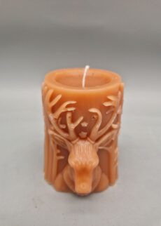 Jagd-Kerze "Hirsch", 3D-Kerze, Motiv geht rundherum!, Hellbraun, Recycling-Wachs - 4 Fotos