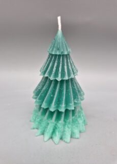 NACHHALTIGE Tannenbaum Kerze, Weihnachtsbaum Kerze, 11,7 x 9 cm, Grün - 2-färbig, Recycling-Wachs