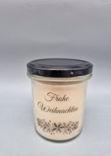 Natürliche DUFTKERZE im Glas mit Schraubverschluss "Süße Weihnacht", natürliches RAPSWACHS, mit unwiderstehlichen natürlichen ätherischen VANILLE DUFT, Glas 9 x 7 cm