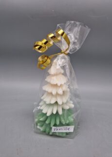 2-färbige DUFT-Tannenbaum-Kerze, "Vanille-Duft", 12 x 7 cm, Recycling-Wachs