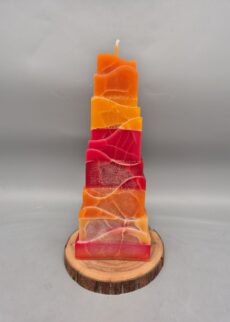 Magische Kerze "Schmuckstück", 20 x 8 x 6 cm, warme Farben, Crash Effekt, Recycling-Wachs
