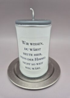 Gedenkkerze für die Verstorbenen - zur Hochzeitskerze dazu, 10 x 6 cm, nachhaltig aus Recycling-Wachs, andere Kerzenfarbe möglich