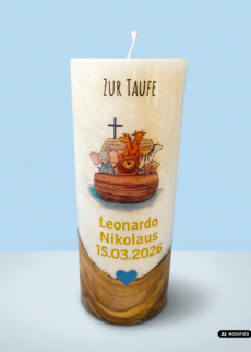 lebenskerze tischkerze taufkerze holz arche noa