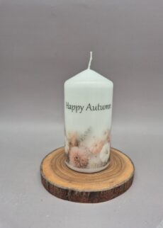 Kerze "Glücklicher Herbst", 12 x 6 cm, Druckmotiv